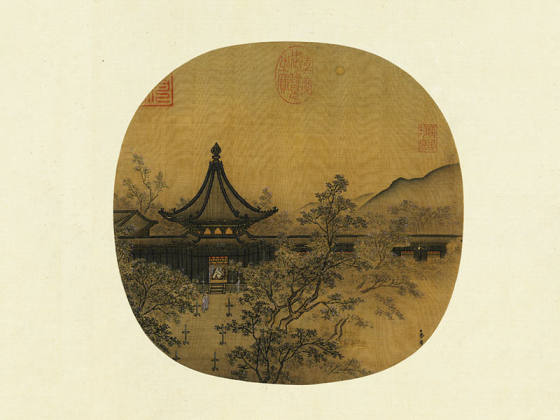 马麟《秉烛夜游图》纨扇页