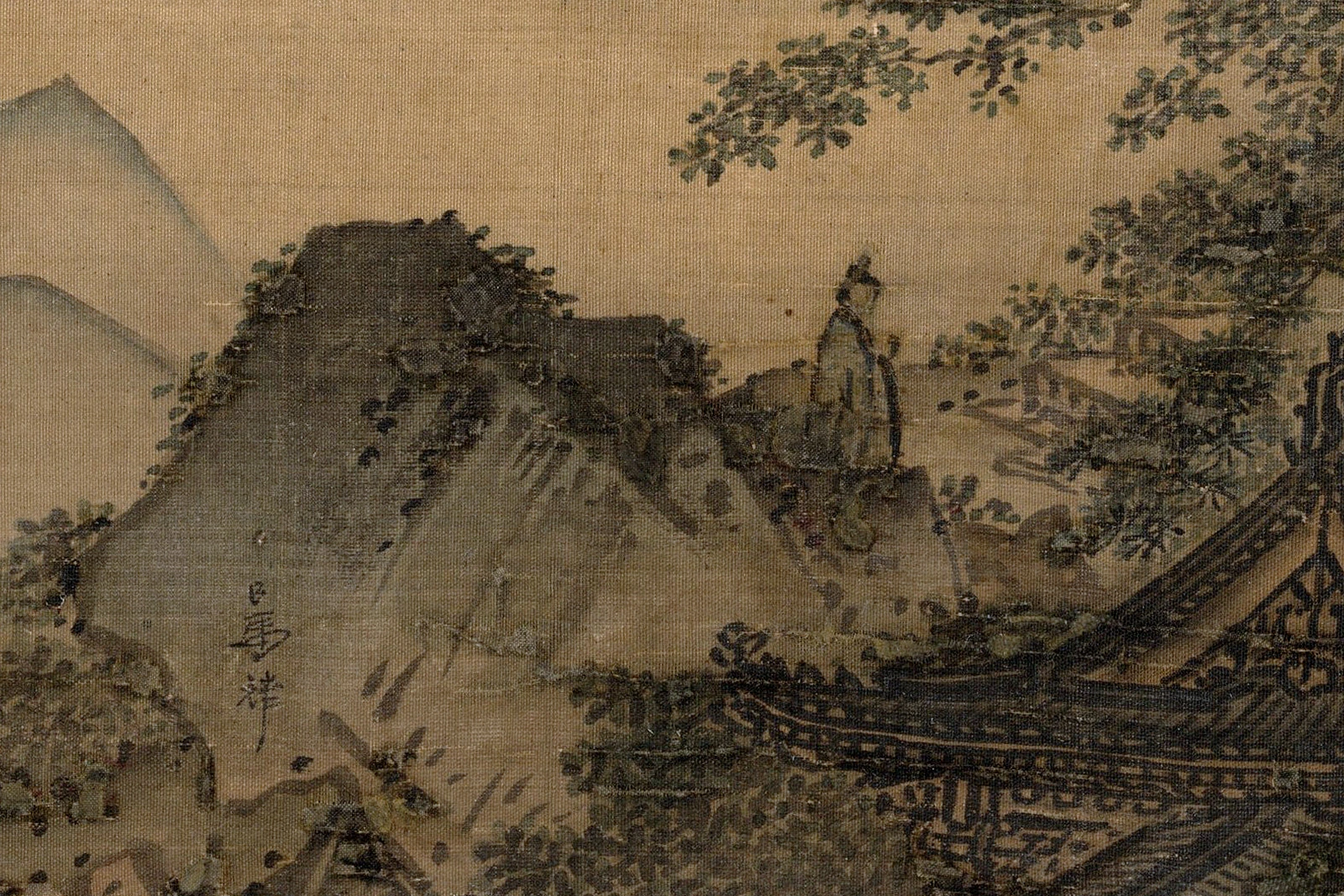 马麟《松下高士图》局部 (1)