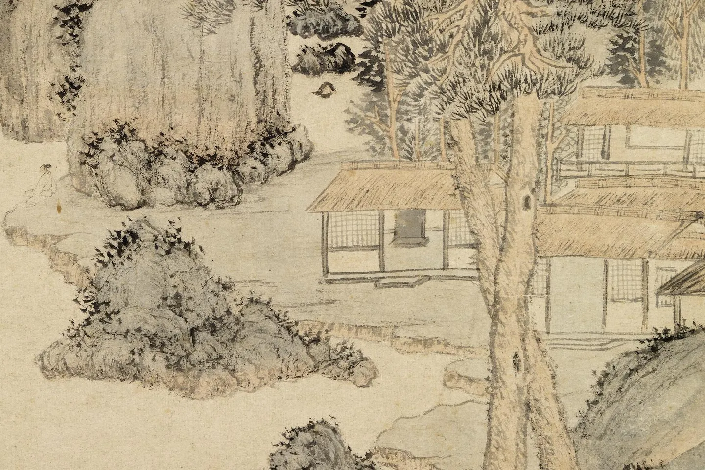 王蒙山水画《松窗高士图》局部 (5)