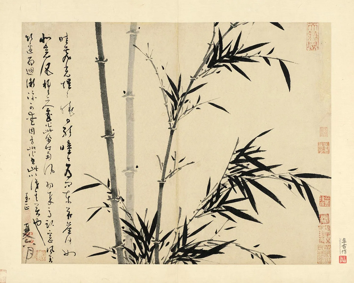 吴镇水墨竹《晴霏晓日图》页