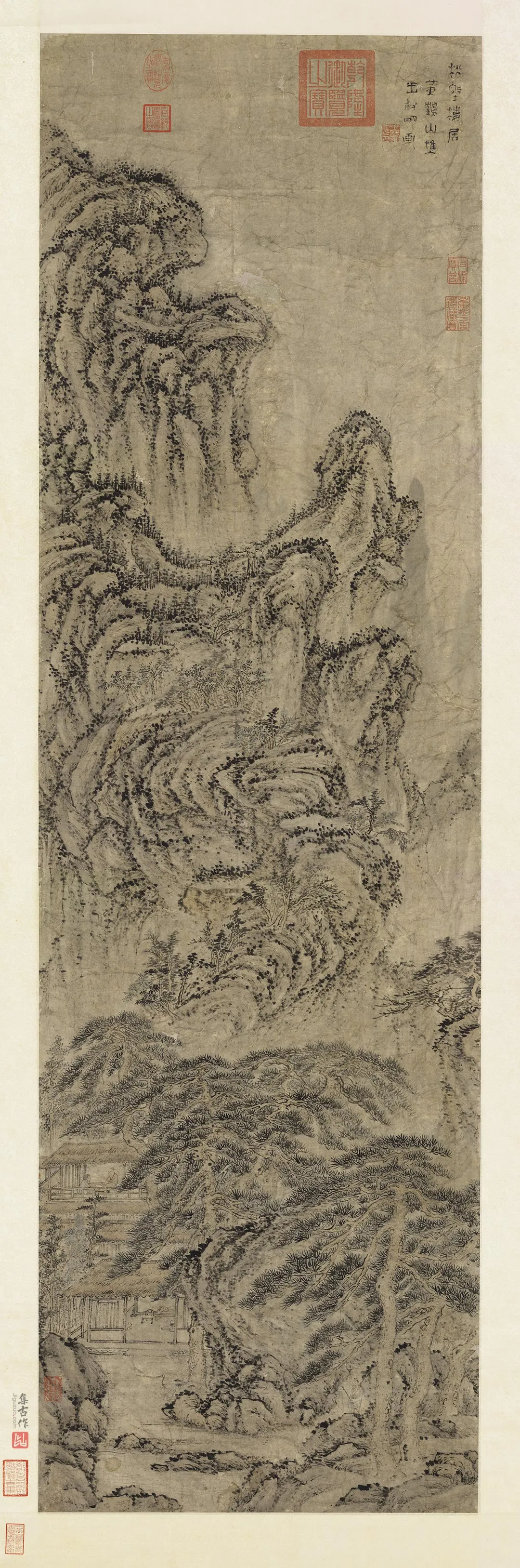 王蒙山水画《松壑楼居图》