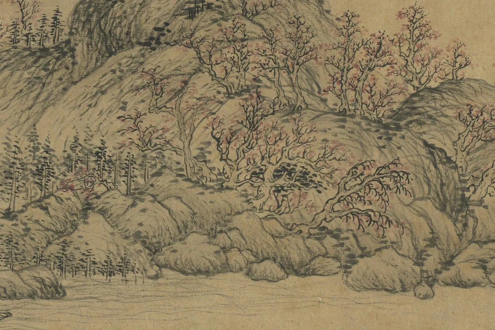 王蒙山水画《花溪书屋图》局部 (2)