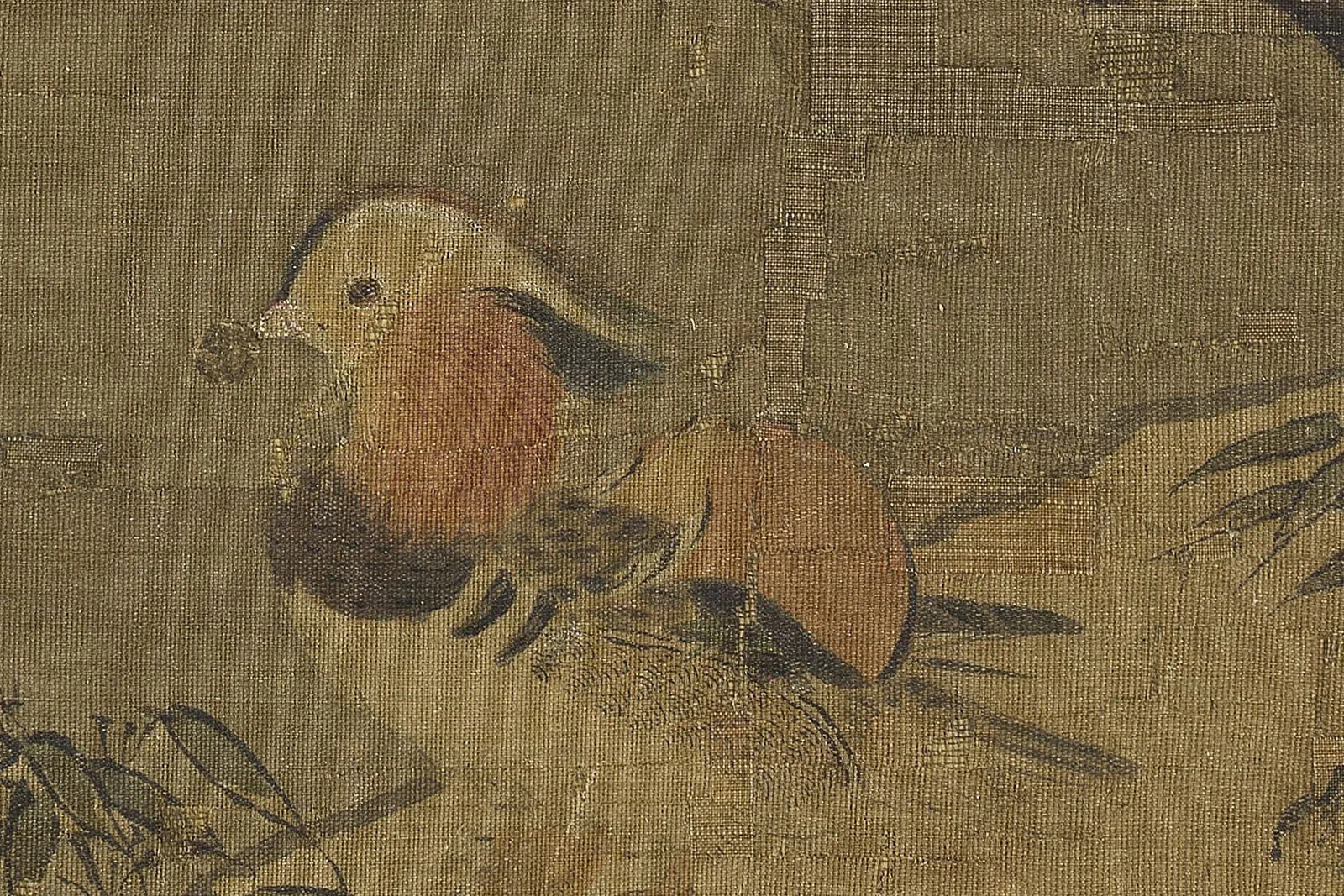 北宋惠崇《寒林鸳鸟图》局部 (1)