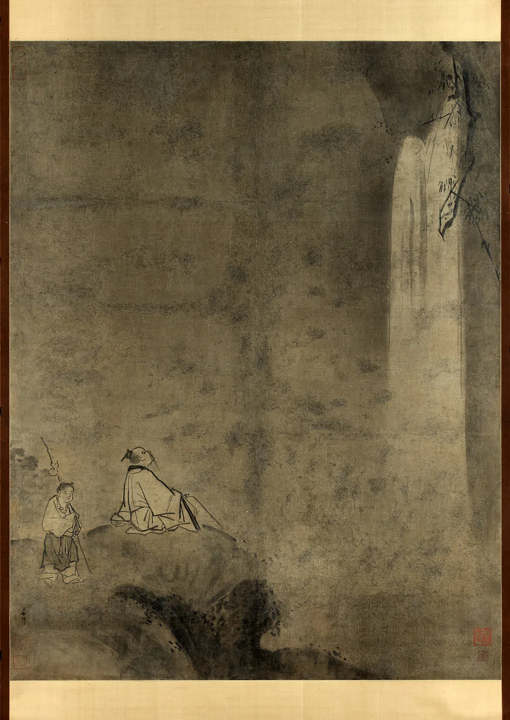 马麟山水人物画《观瀑图轴》