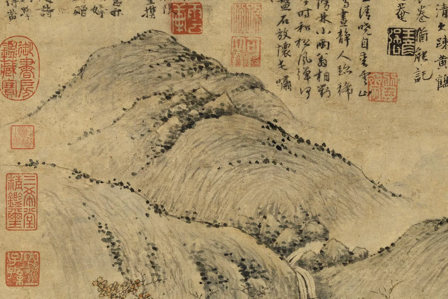 王蒙山水画《有馀清图》局部 (2)