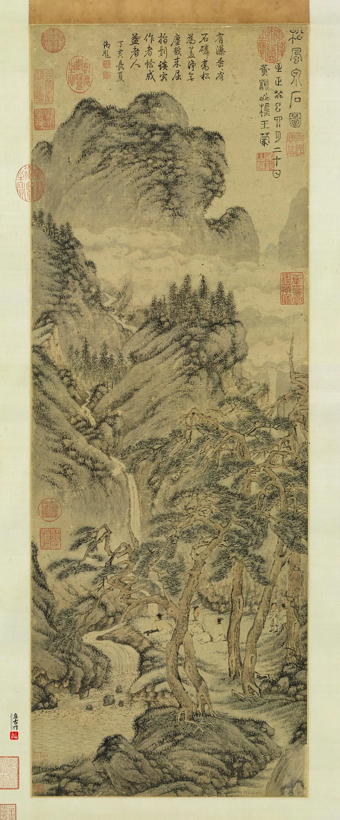元王蒙松风泉石图轴