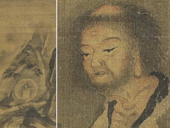 传马麟山水人物画《释迦出山图》轴