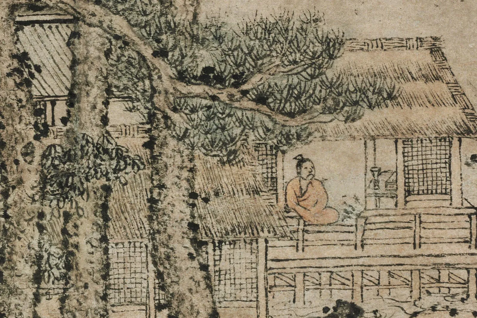 王蒙《松下著书图》高清局部 (3)