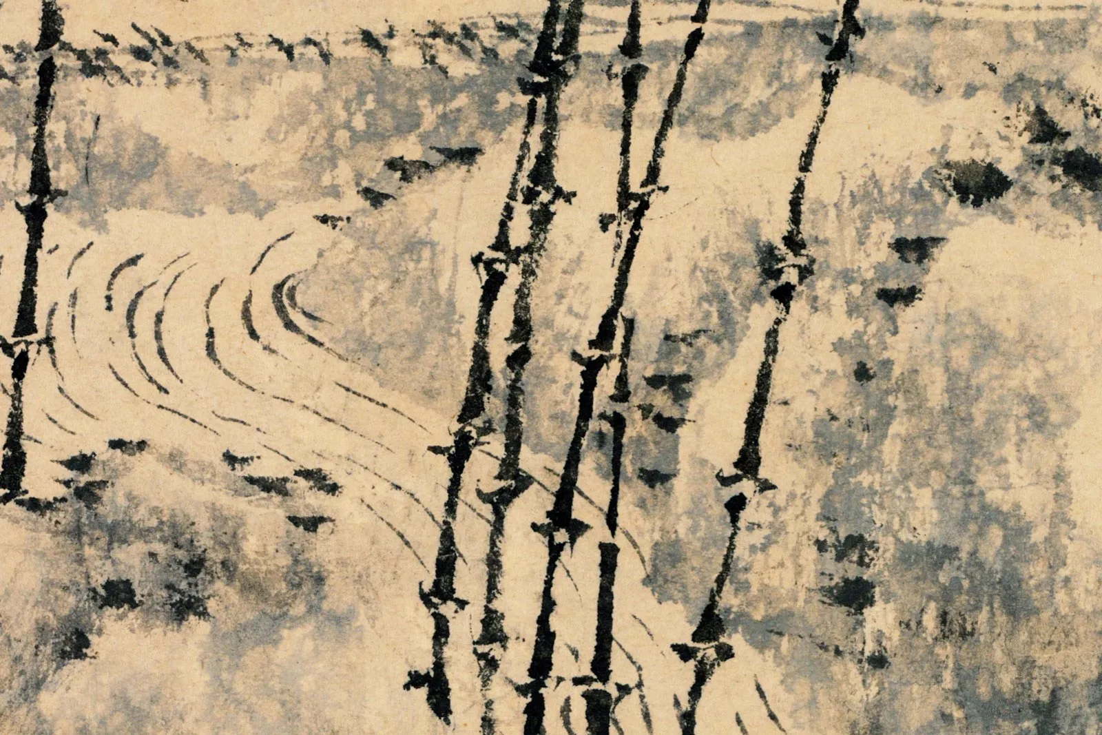 王翚《仿王蒙修竹远山图》高清大图局部 (7)