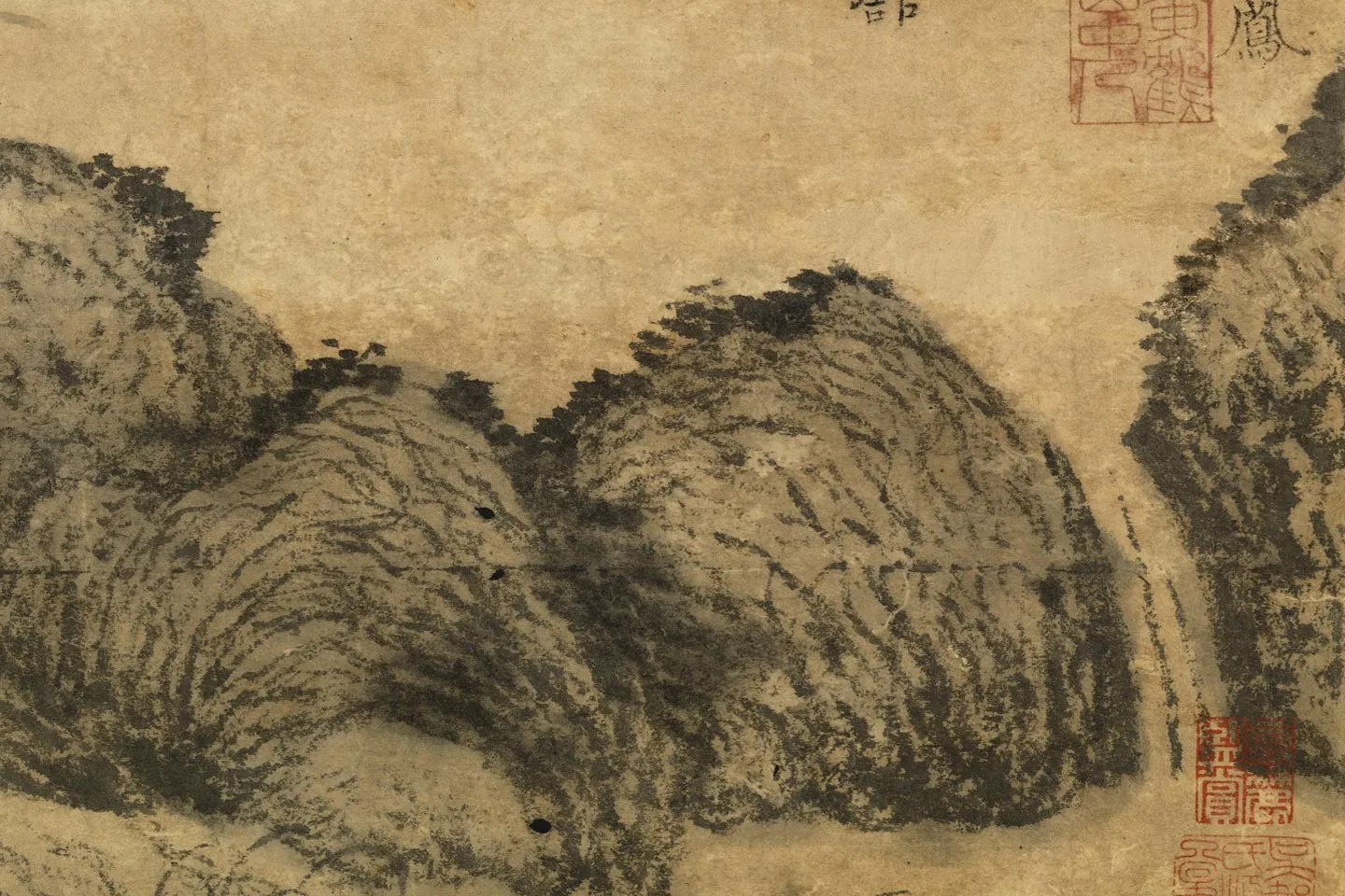 王蒙水墨竹《竹石流泉图》局部 (1)