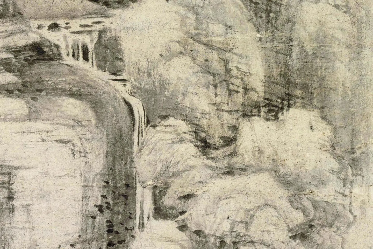 元倪瓒王蒙合作山水局部 (2)