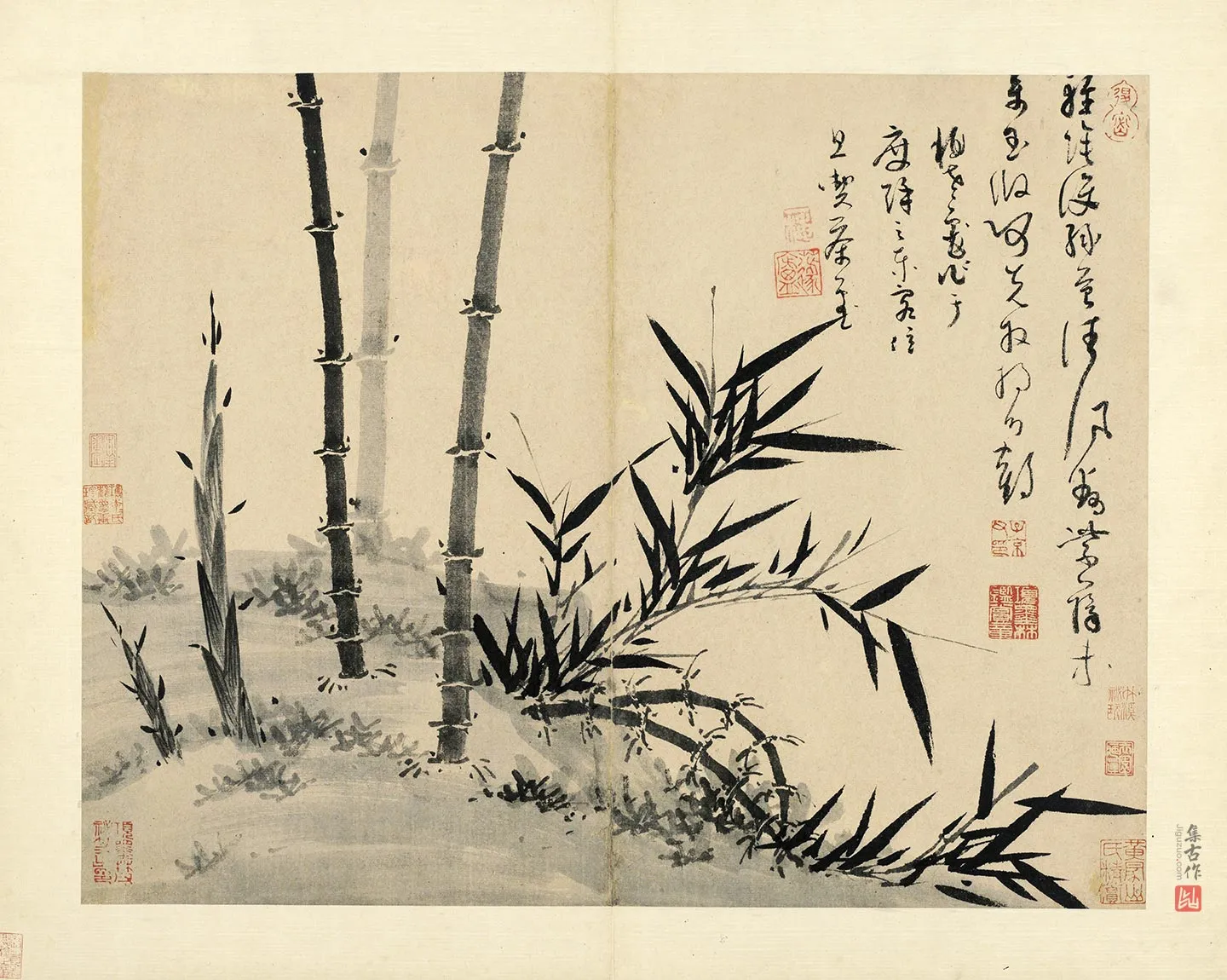 吴镇水墨竹《轻荫护绿苔图》页