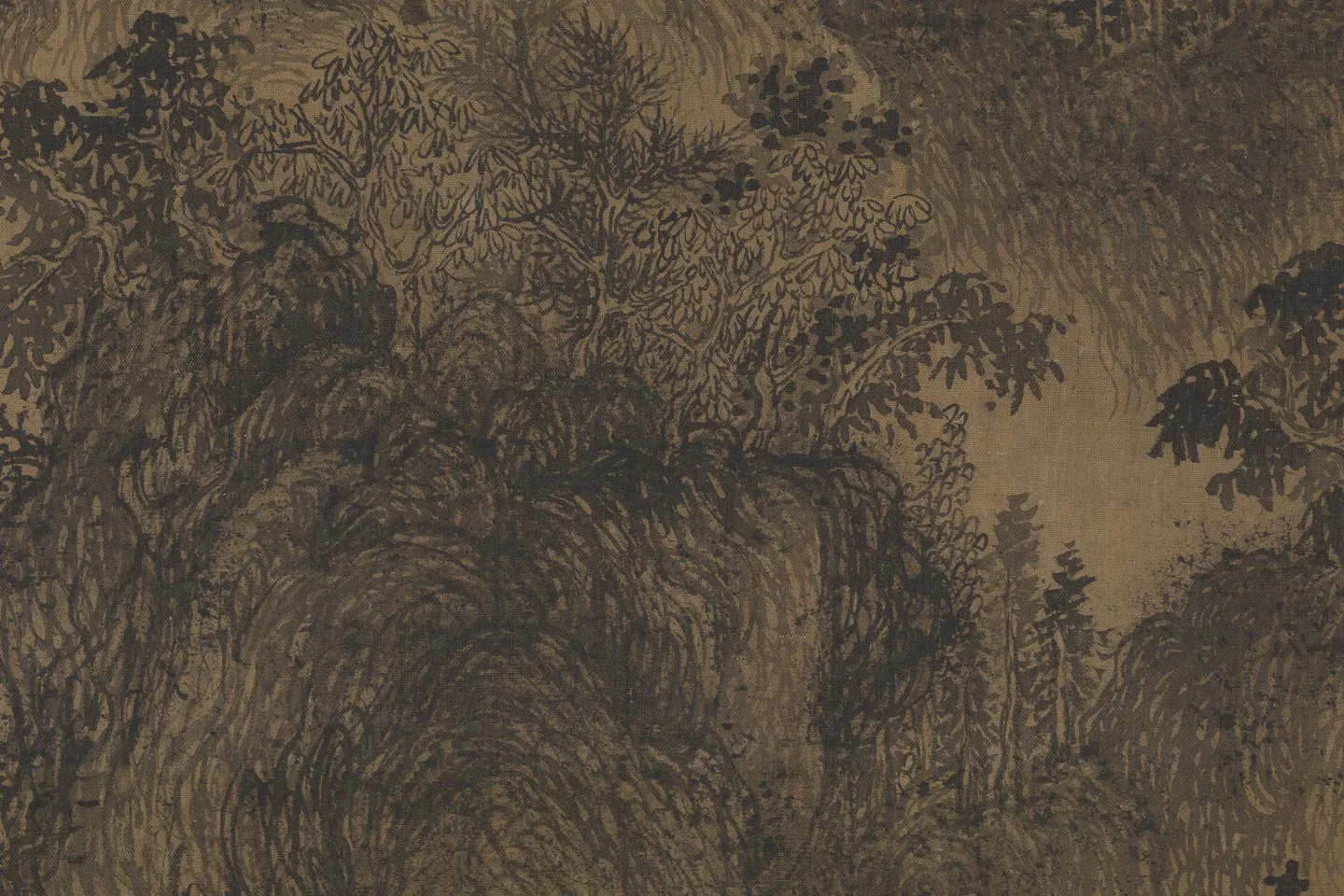 王蒙山水画《深林叠嶂图》局部 (5)