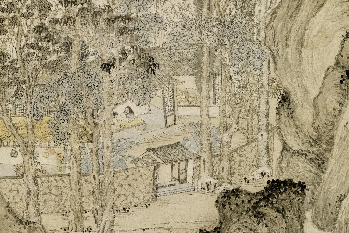 王蒙山水画《幽林清逸图》局部 (3)