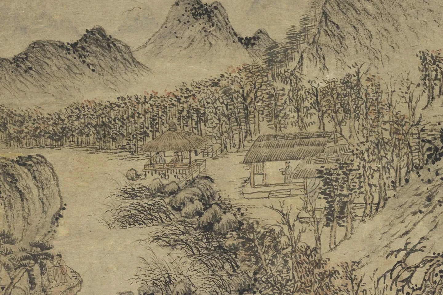 王蒙秋景山水《秋林万壑图》局部 (2)