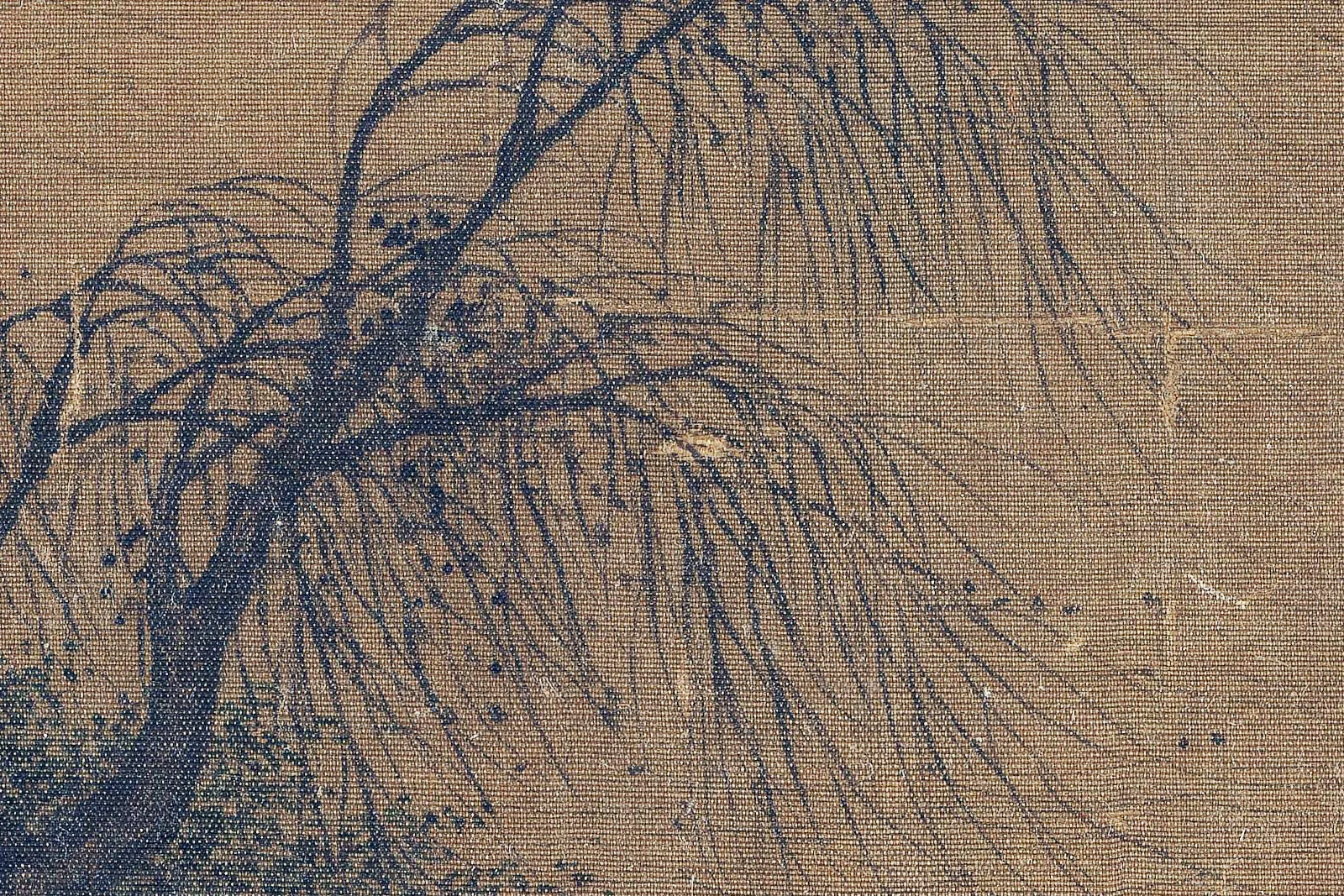 赵令穰小景山水《柳亭行旅图》高清大图局部 (1)