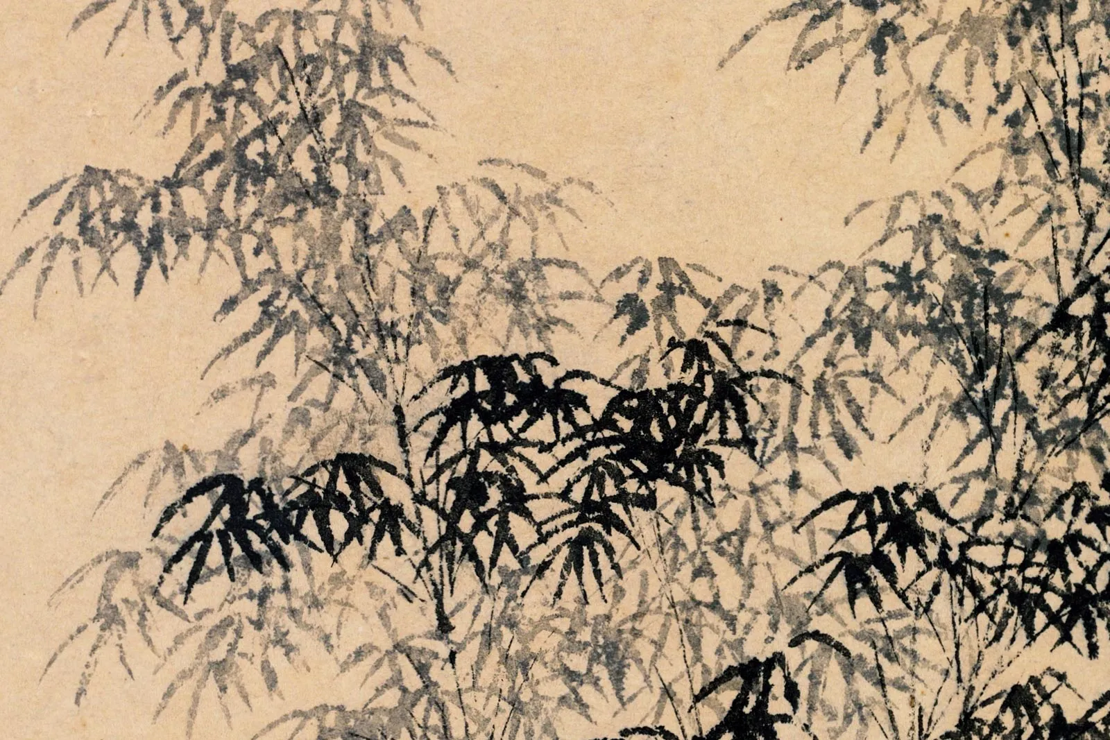 王翚《仿王蒙修竹远山图》高清大图局部 (3)