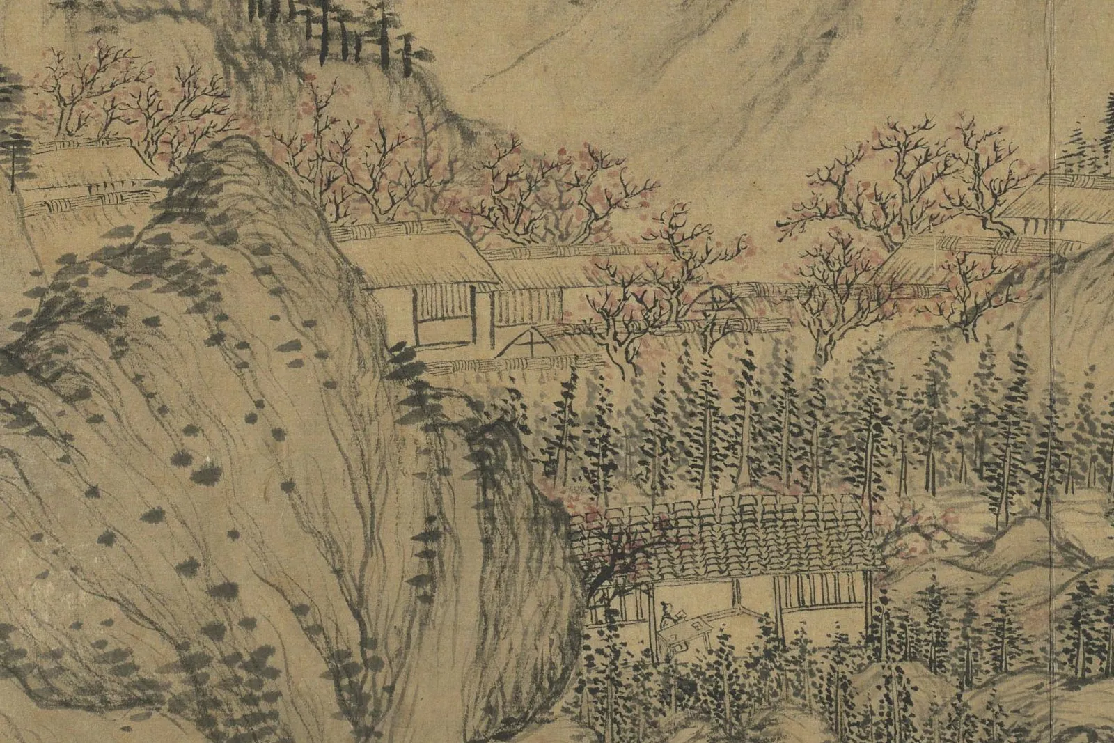 王蒙山水画《花溪书屋图》局部 (3)