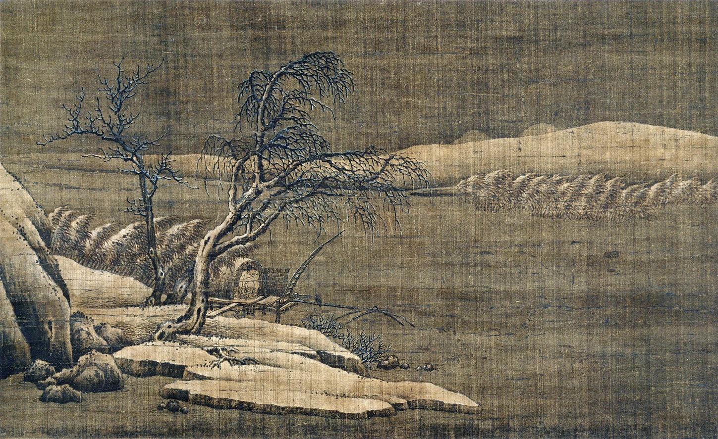 传南宋马麟《寒江独钓图》