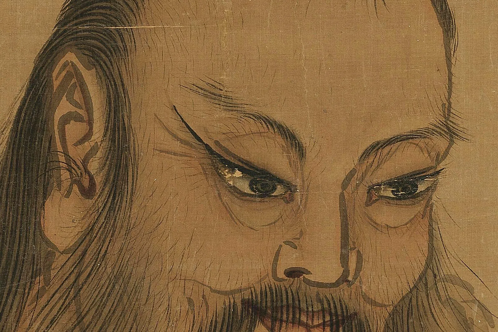 马麟《伏羲坐像轴》高清大图局部 (1)