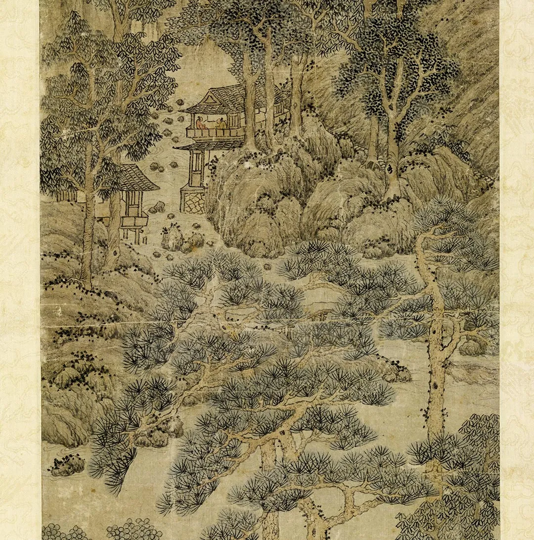 王蒙山水画《长松飞瀑图》_03