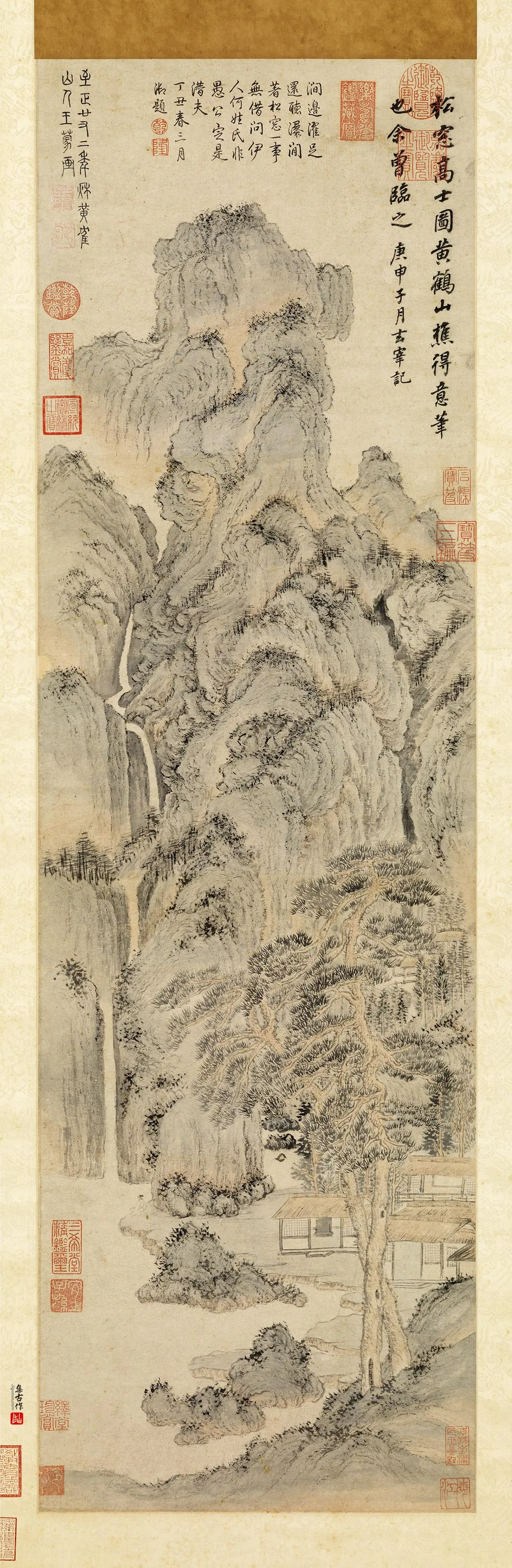 王蒙山水画《松窗高士图》