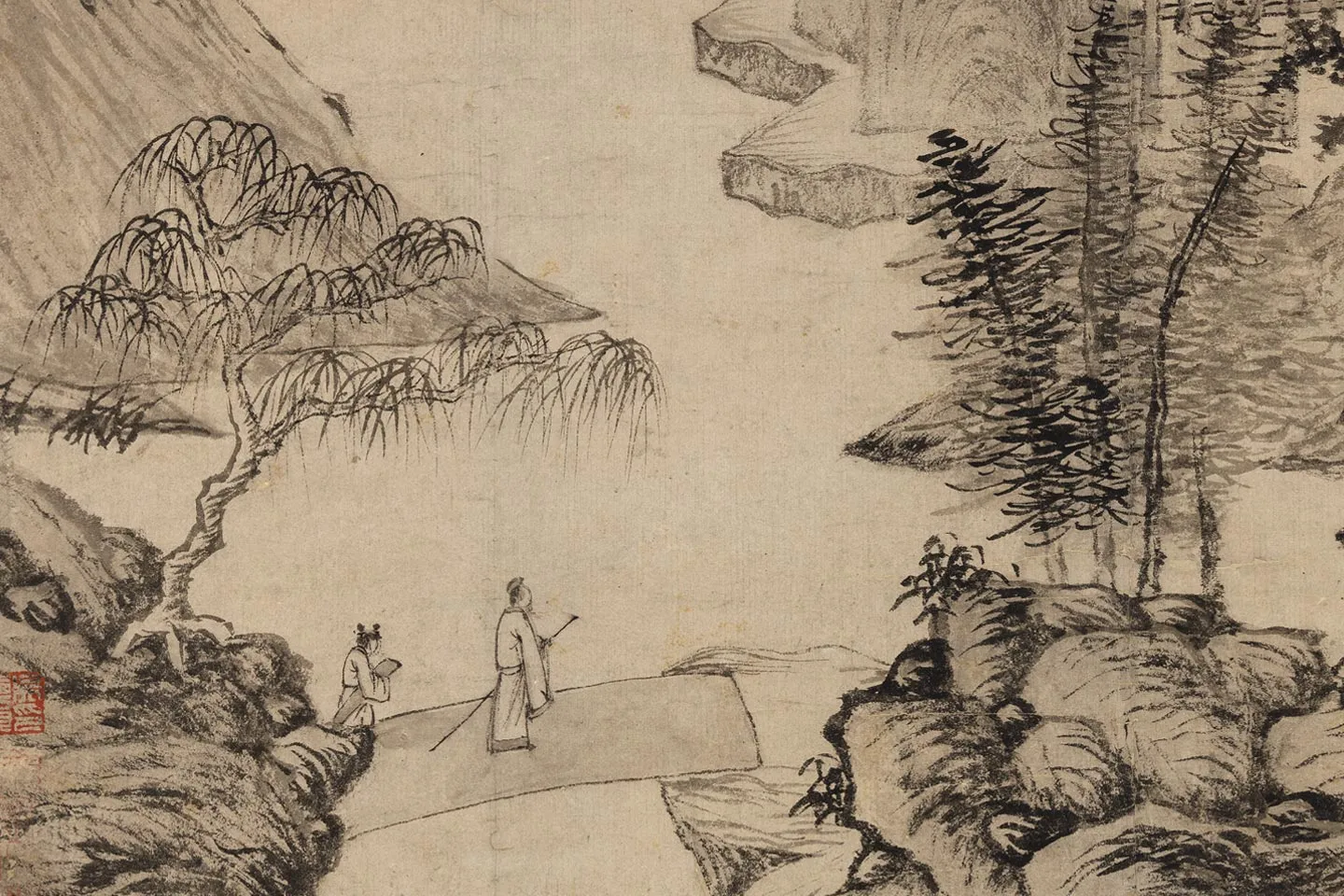 王蒙山水《画兰亭雪霁图》局部 (5)