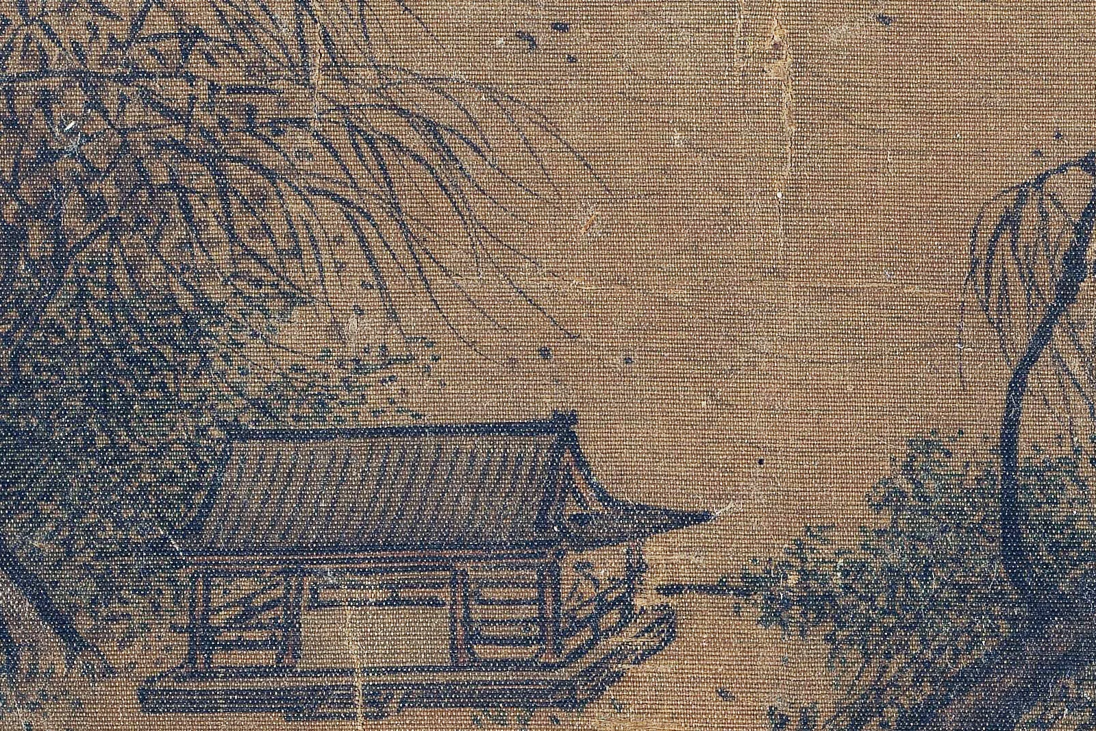 赵令穰小景山水《柳亭行旅图》高清大图局部 (2)