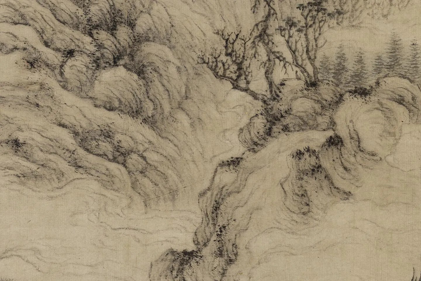 王蒙山水画《剑阁图》局部 (3)