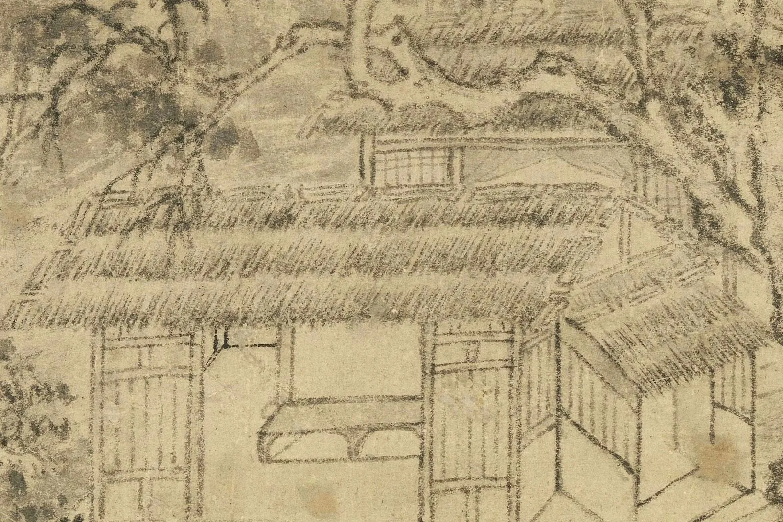 王蒙山水画《谷口春耕图》局部 (6)