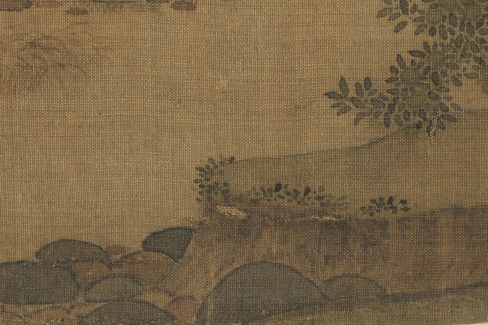 传赵令穰小青绿山水团扇《橙黄橘绿图》高清大图局部 (2)