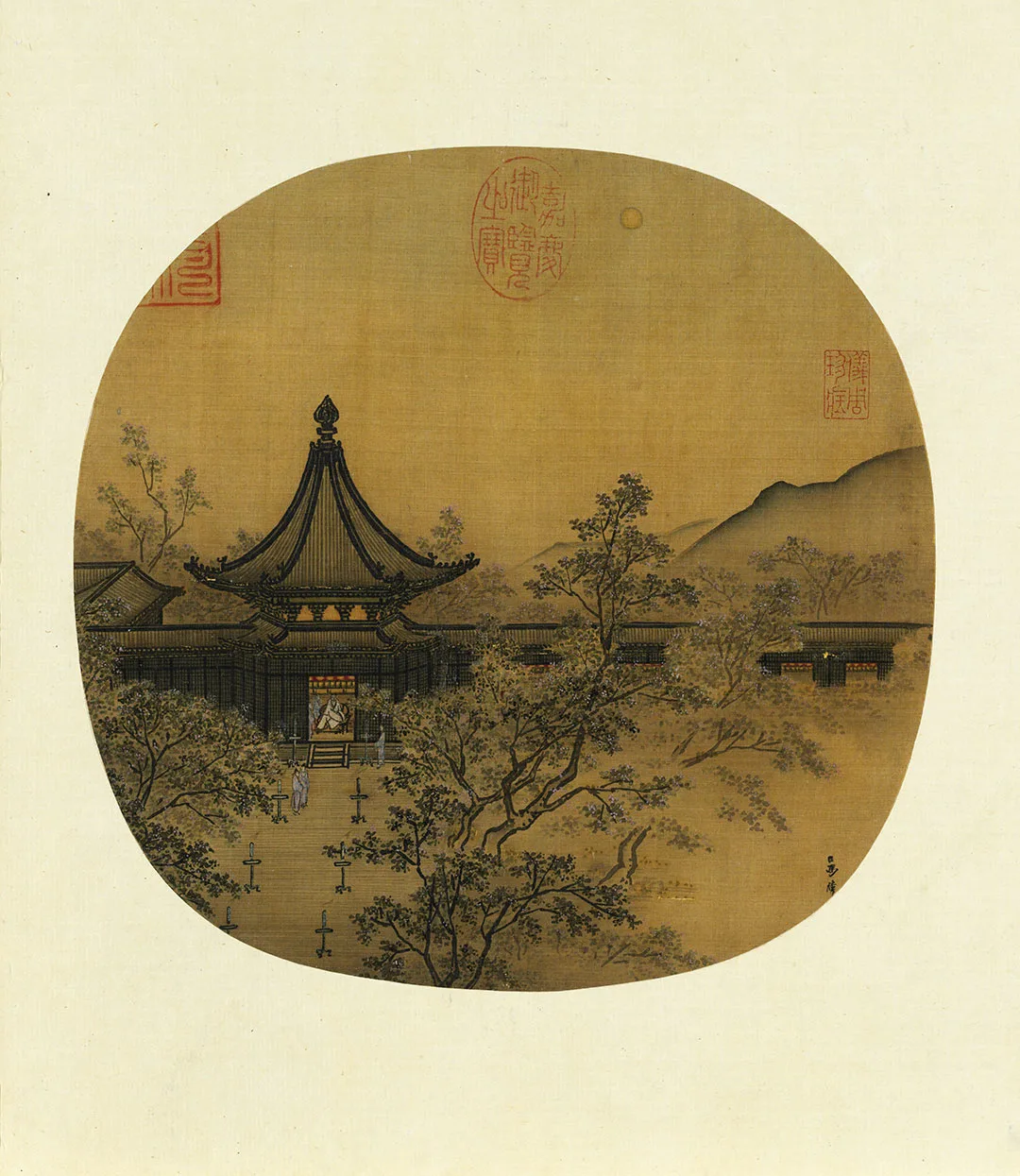 马麟《秉烛夜游图》纨扇页