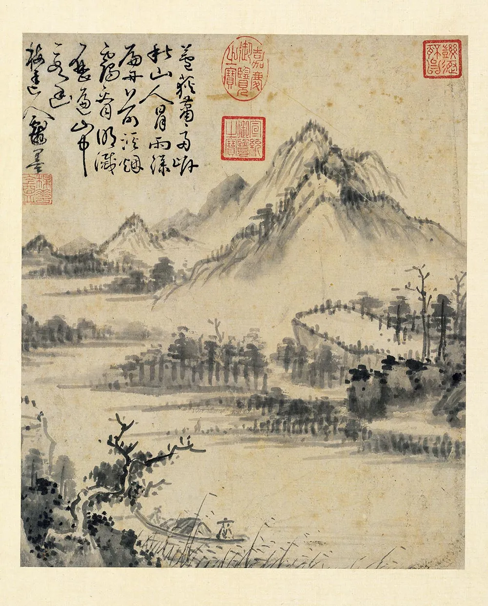 元吴镇水墨山水页