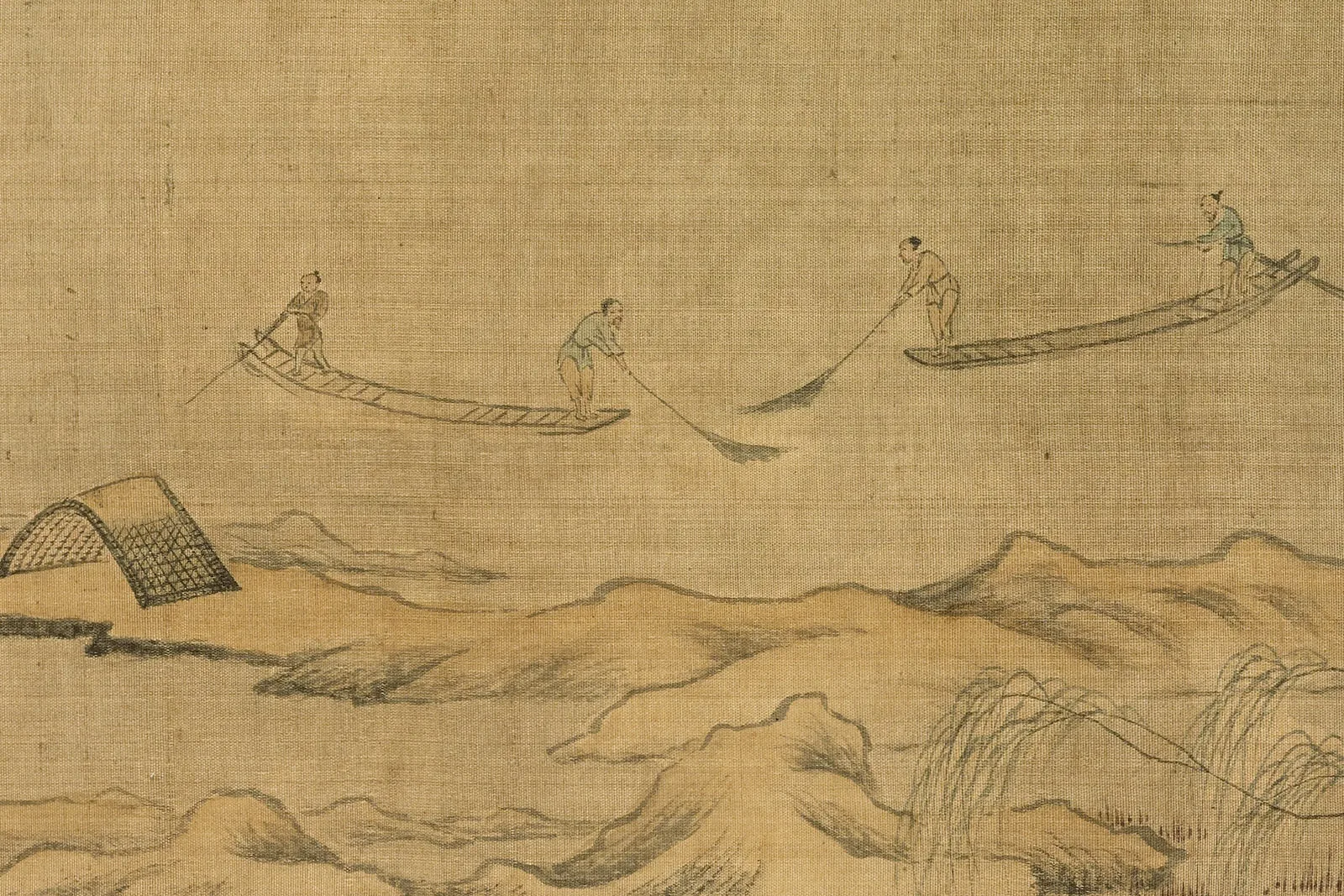 宋赵令穰山水画《湖乡雪捕图卷》 (4)