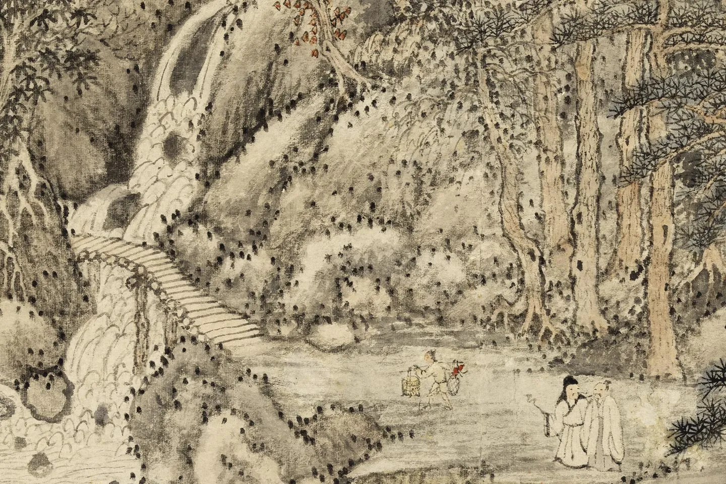 王蒙山水《画荆溪湿翠图》局部 (2)