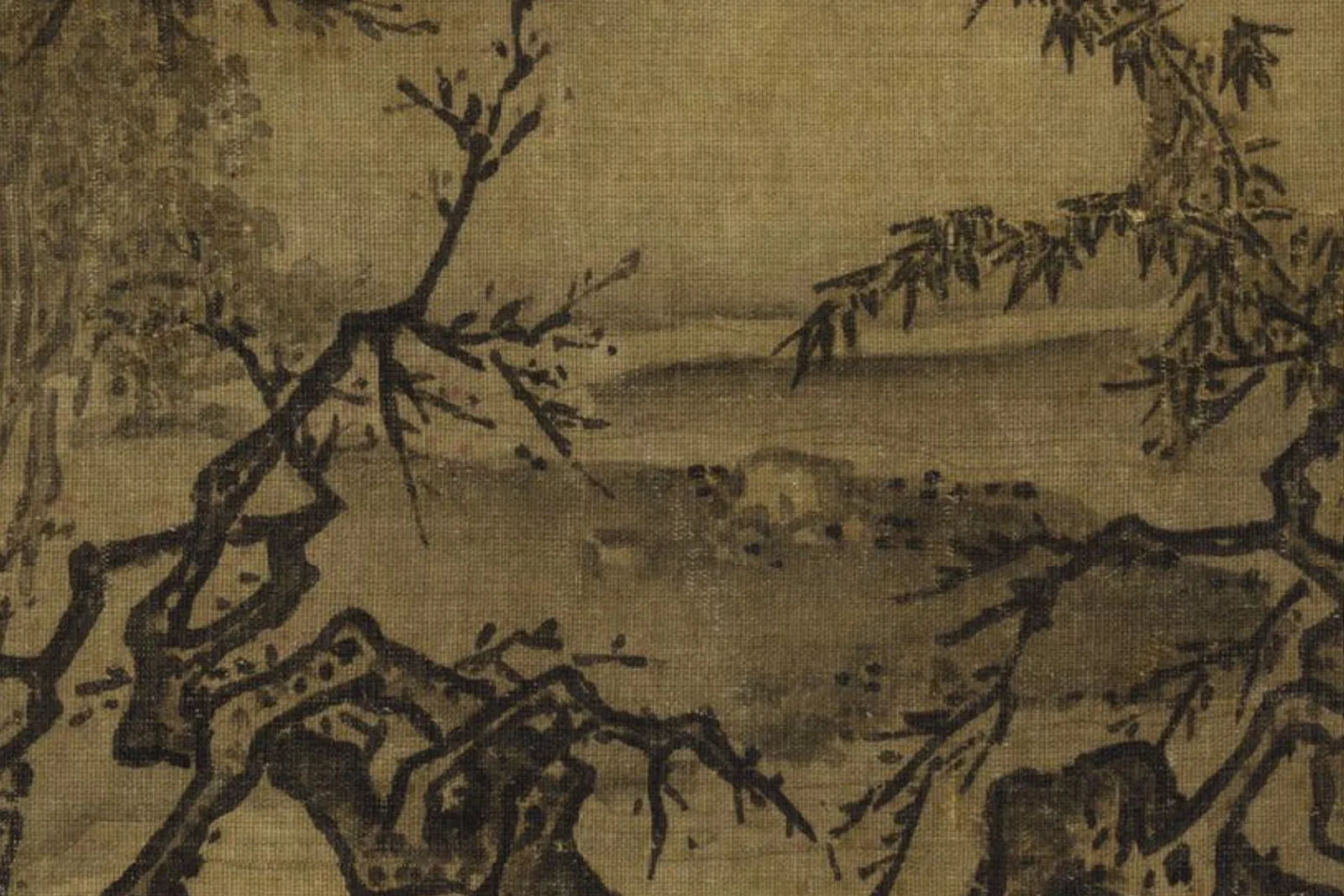 马麟山水画《芳春雨霁图》局部 (3)