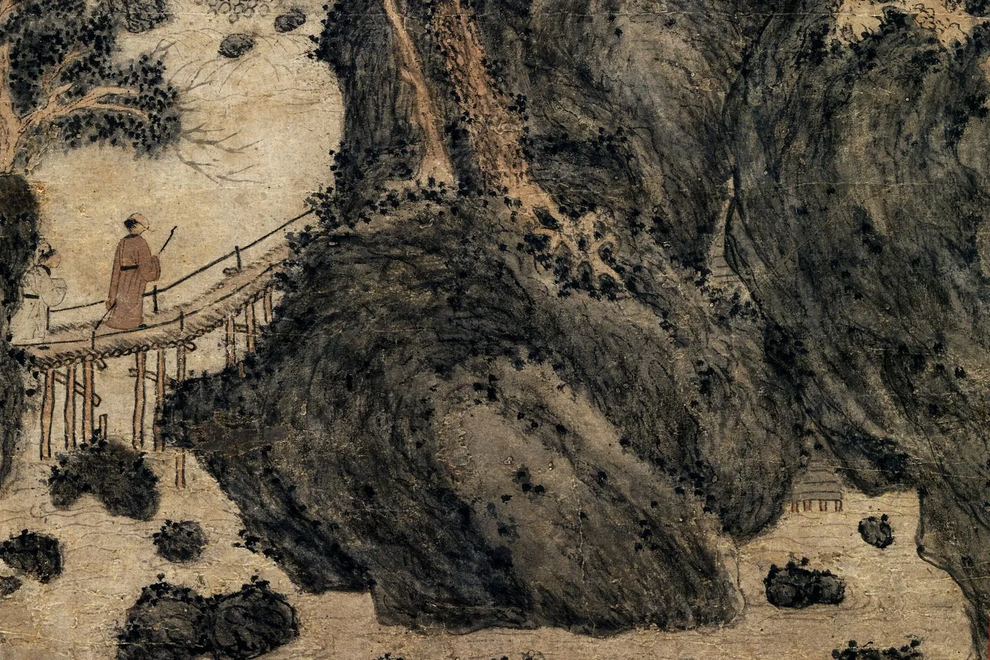 王蒙山水《松崖飞瀑图》局部 (5)