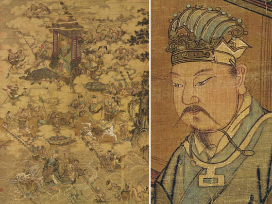 传宋马麟佛道人物画《三官出巡图》轴