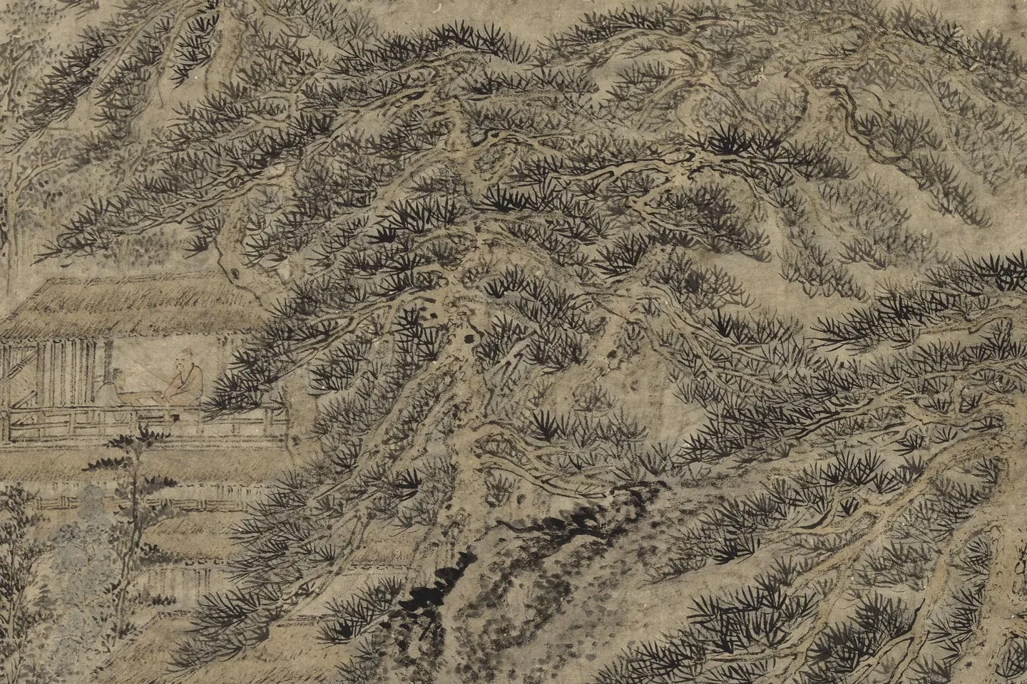 王蒙《松壑楼居图》局部 (3)