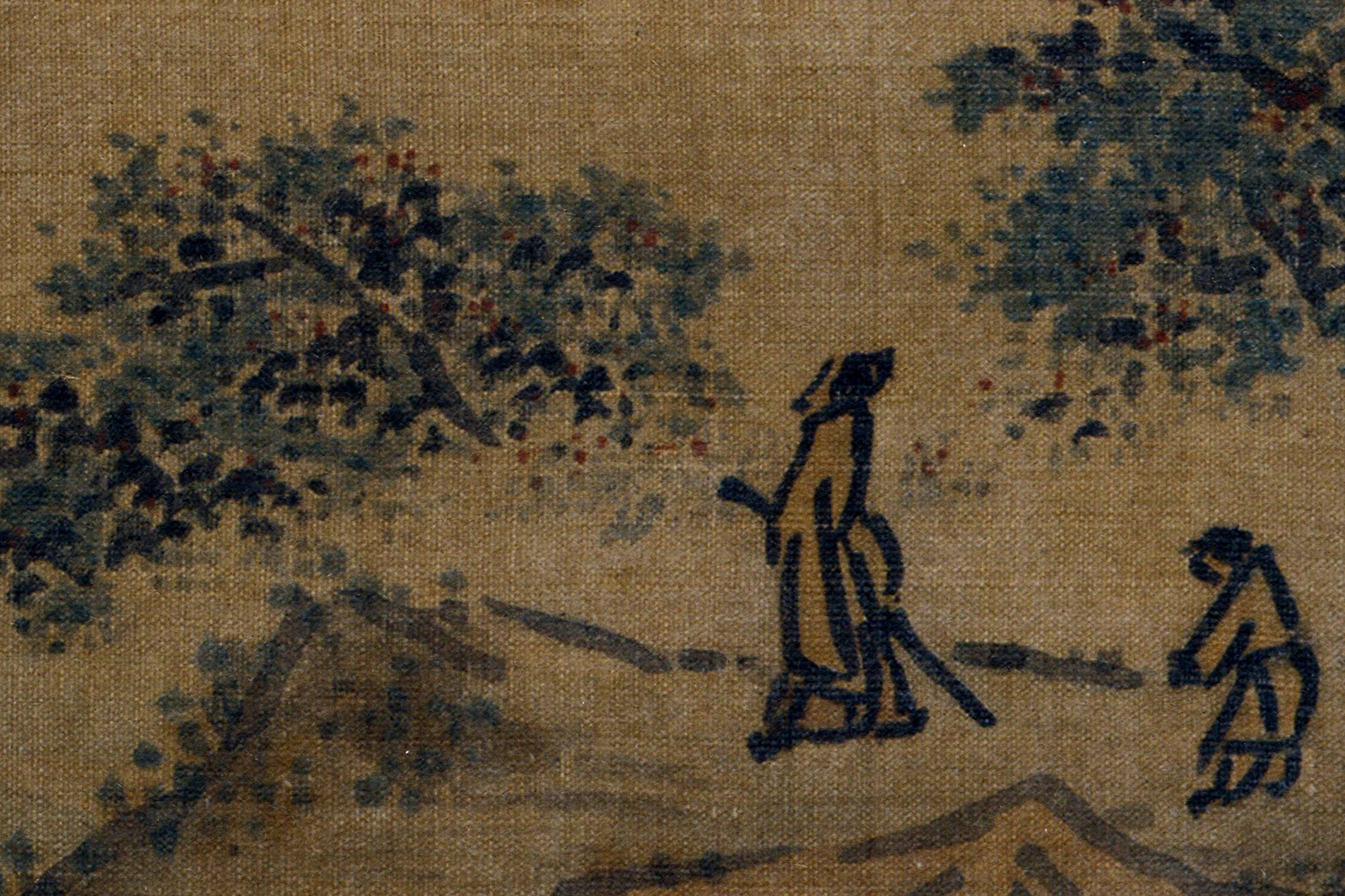 南宋马麟《郊园曳杖图》高清大图局部 (2)