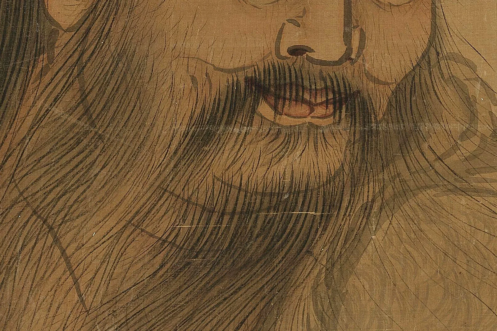 马麟《伏羲坐像轴》高清大图局部 (2)