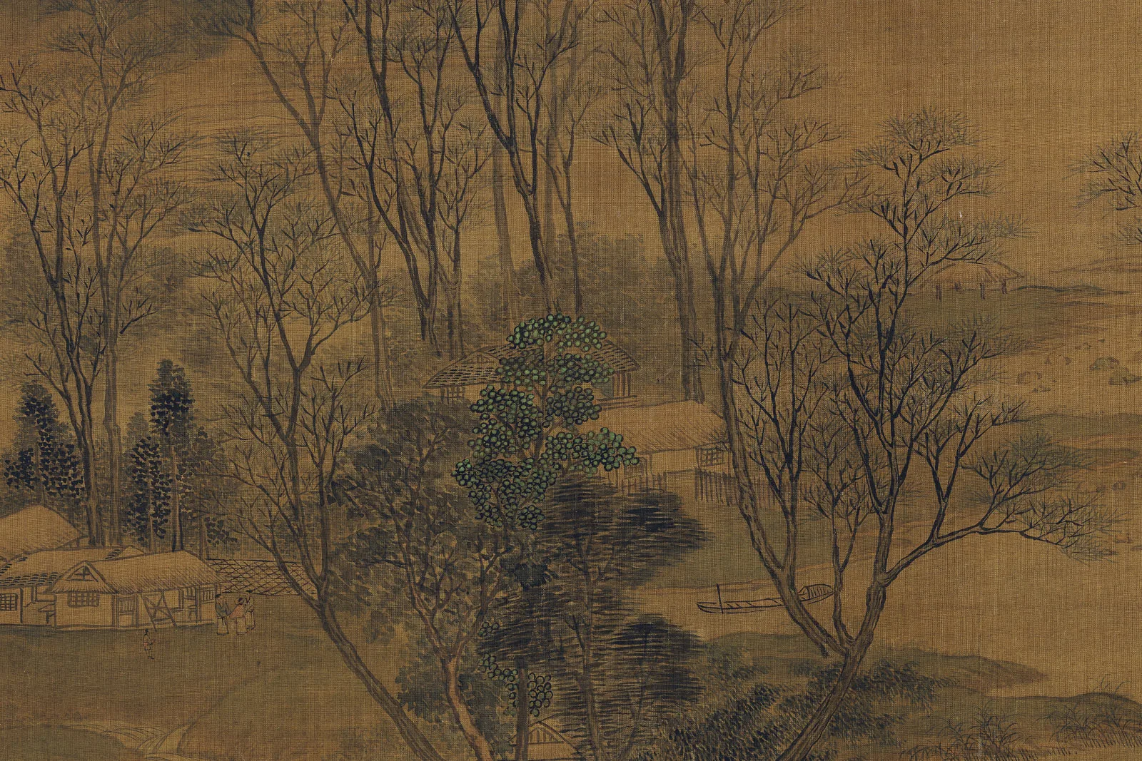 传北宋赵令穰青绿山水《水村图》局部 (3)