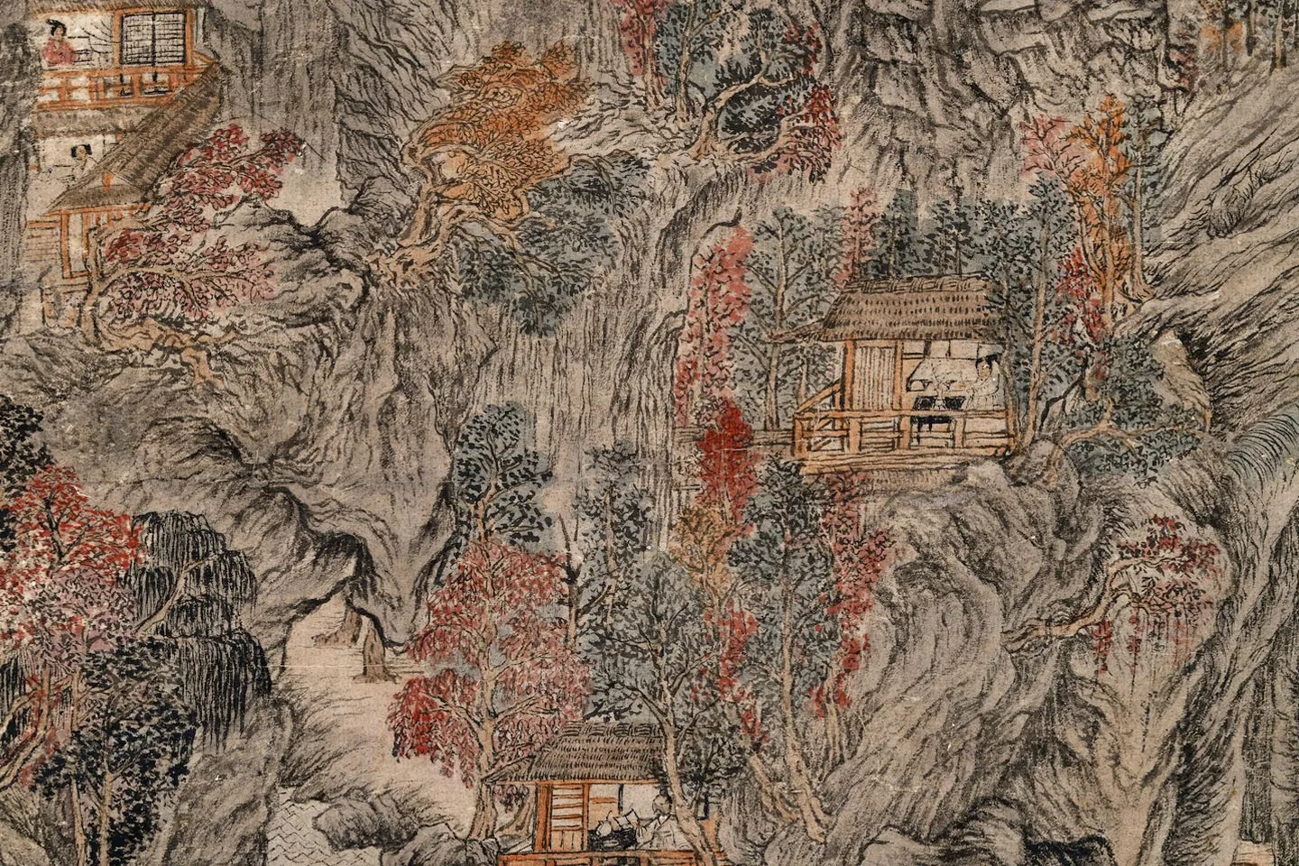 王蒙山水画《具区林屋图》局部 (2)