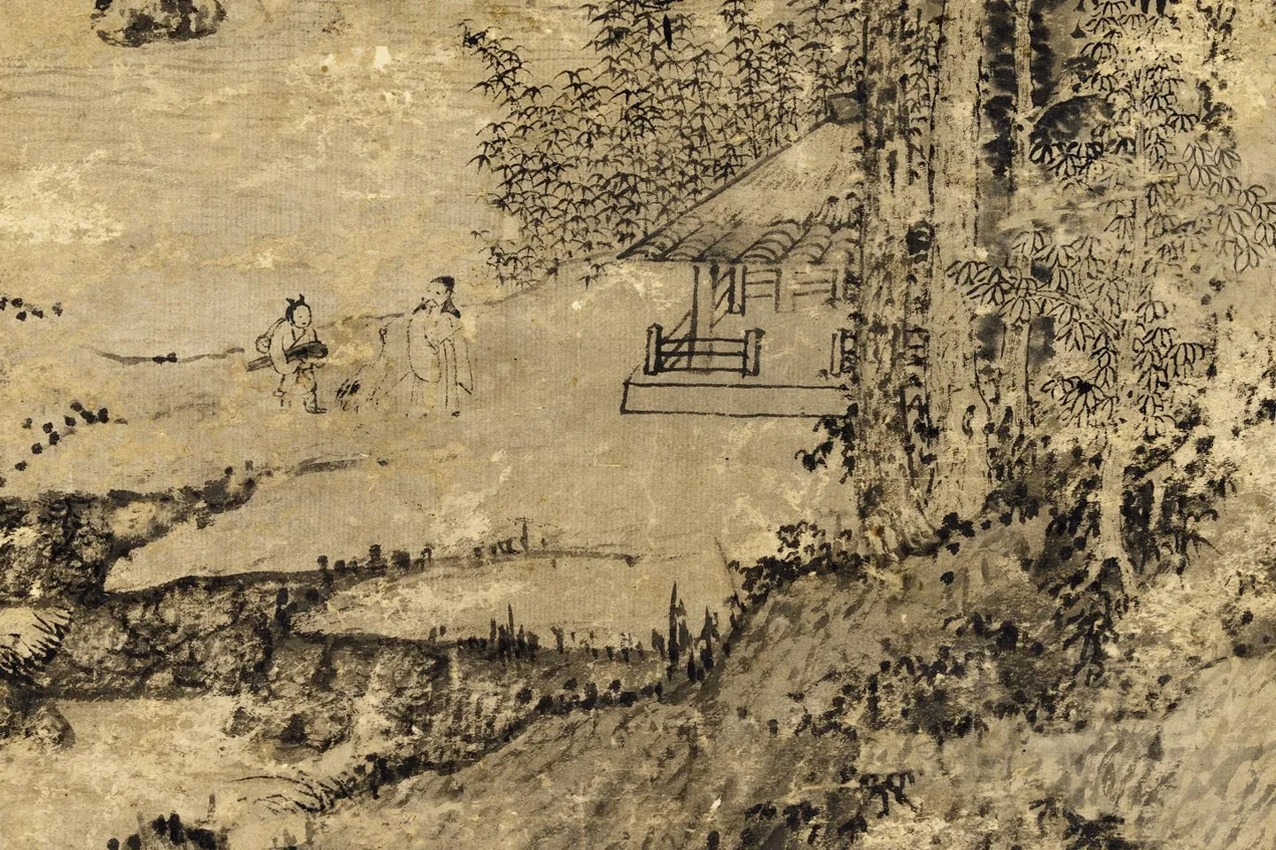 王蒙山水画《林泉清趣图》局部 (1)