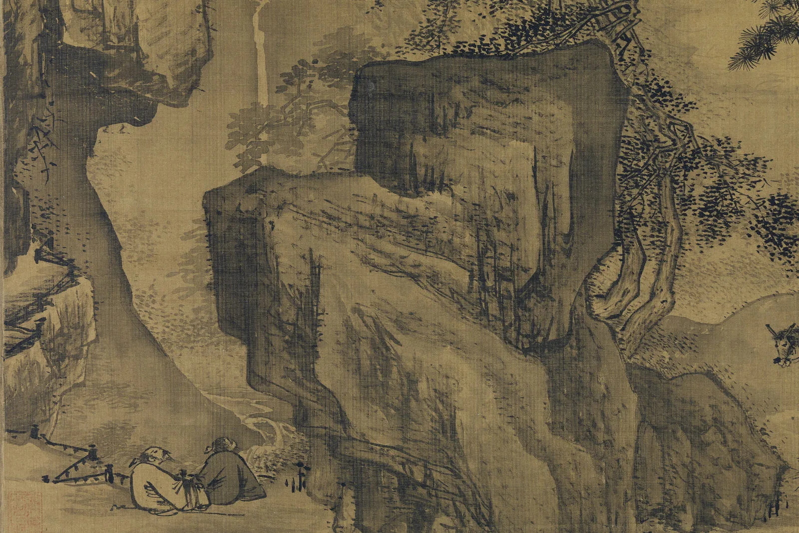 传宋马麟山水画《溪山行旅图》局部 (2)