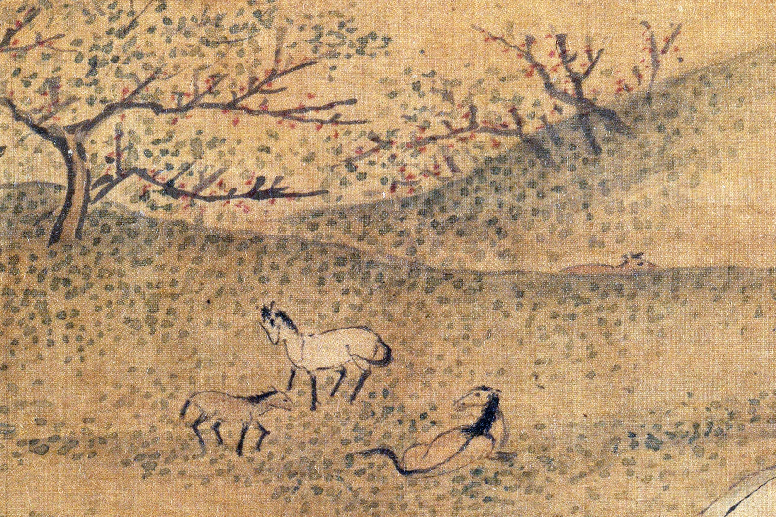 马麟《绿茵牧马图》高清大图局部 (3)