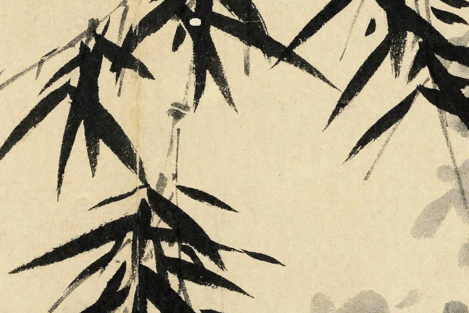 吴镇水墨竹《悬崖竹图》局部 (3)