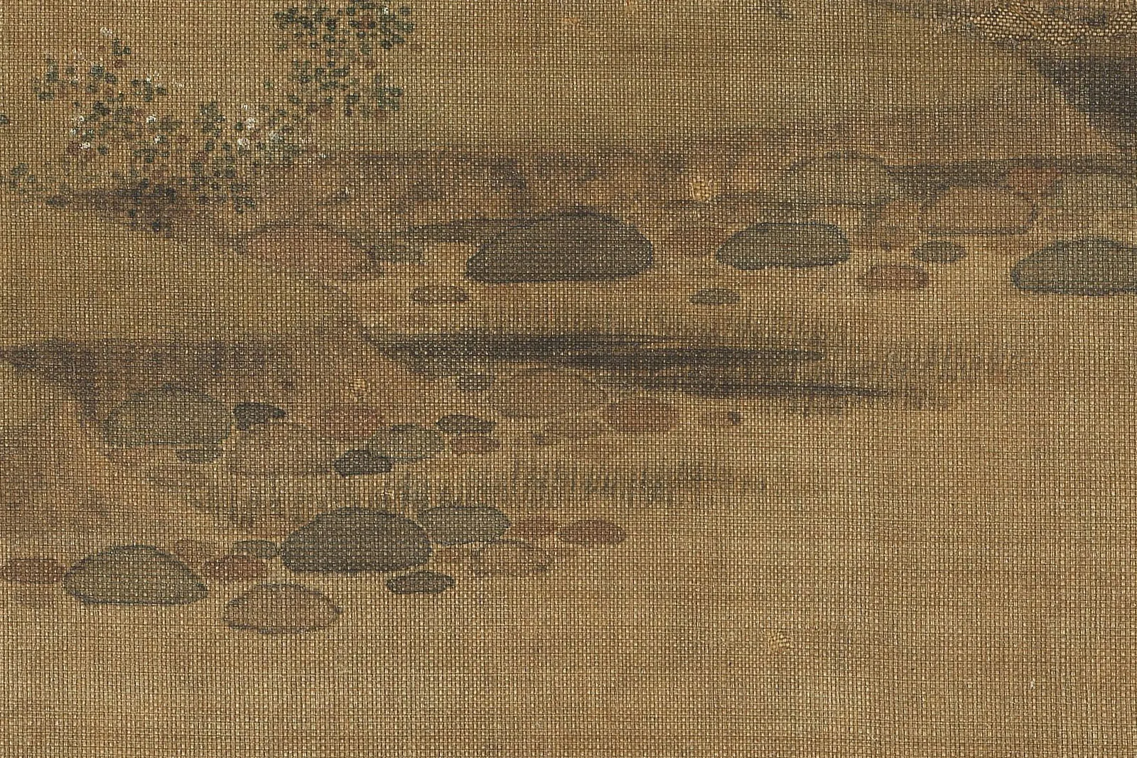 传赵令穰小青绿山水团扇《橙黄橘绿图》高清大图局部 (4)