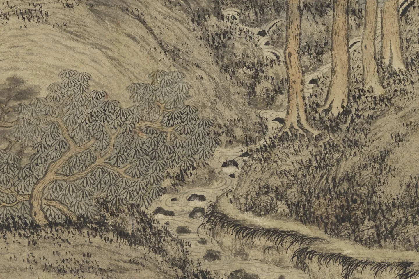 王蒙山水画《坐听松风图》局部 (7)