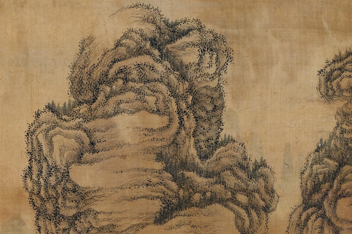 元王蒙画山水轴局部 (2)